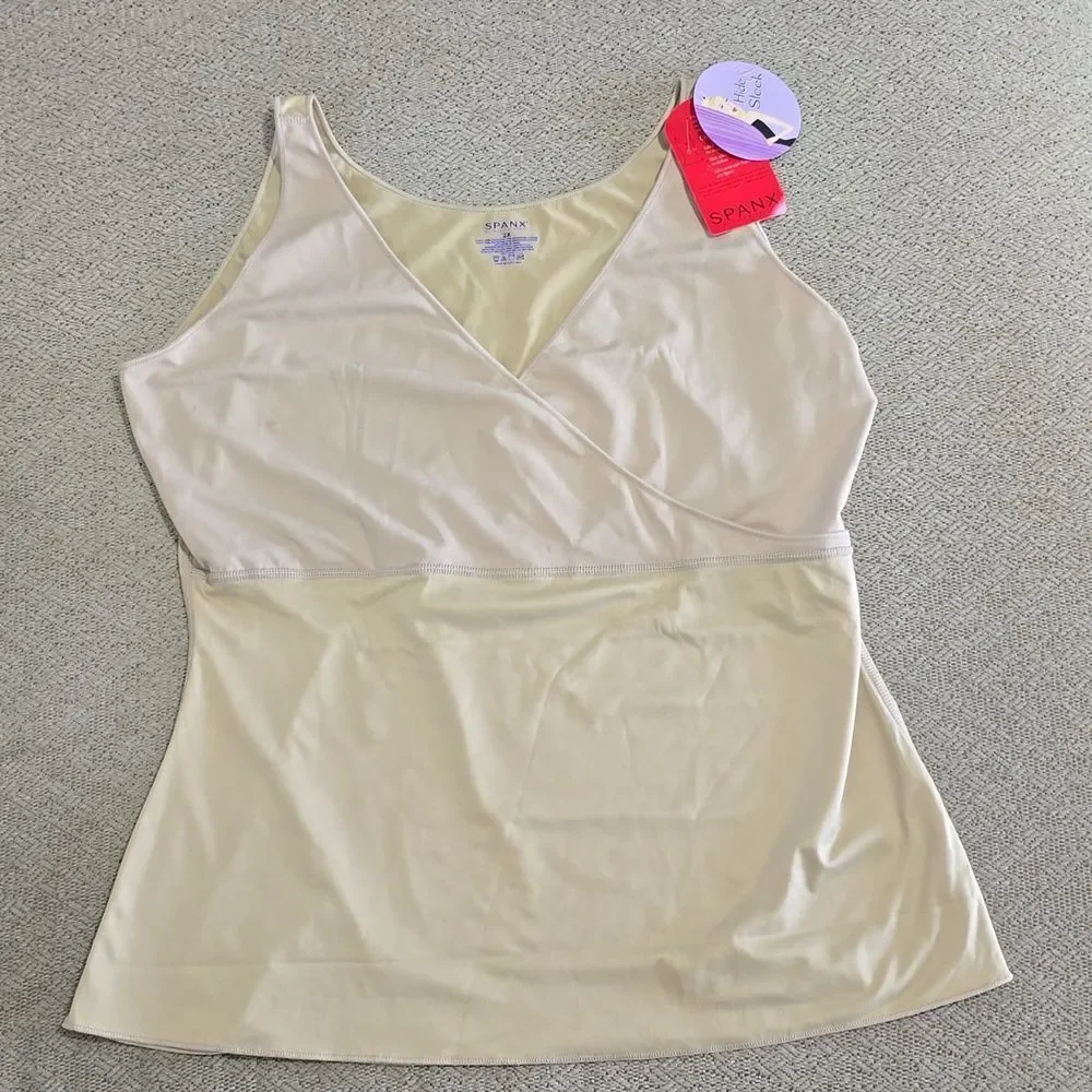 Spanx Hide And Sleek Tan Criss Cross Cami Shapewear - Size 2X